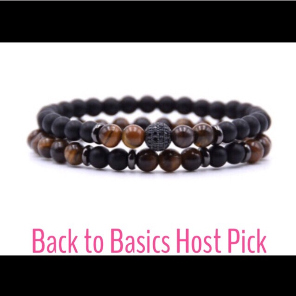 Unisex Pair Beaded Tiger Eye Bracelets